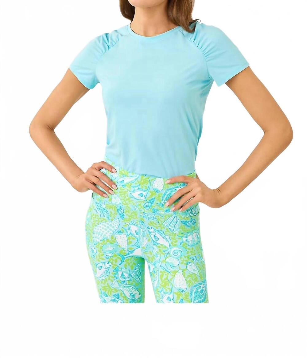 NEW LILLY PULITZER upf 50+ luxletic bria active tee in day dream blue